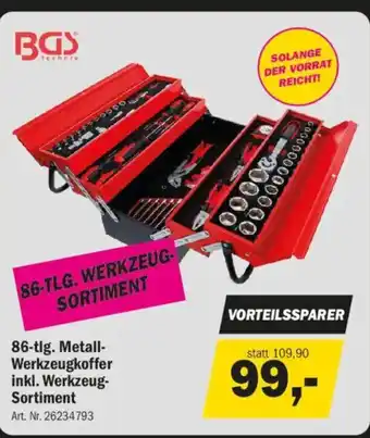 86-tlg. Metall- Werkzeugkoffer inkl. Werkzeug- Sortiment