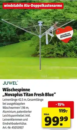Liebmarkt Wäschespinne novaplus titan fresh blue Angebot