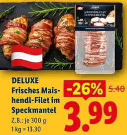 Lidl DELUXE Frisches Mais- hendl-Filet im Speckmantel Angebot