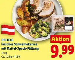 Lidl DELUXE Frisches Schweinekarree mit Dattel-Speck-Füllung Angebot