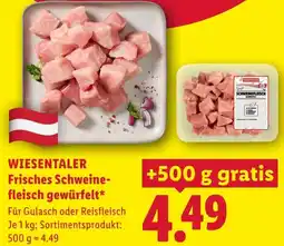 Lidl WIESENTALER Frisches Schweine- fleisch gewürfelt Angebot