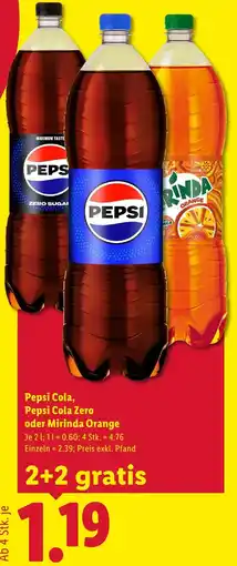 Lidl Pepsi Cola, Pepsi Cola Zero oder Mirinda Orange Angebot