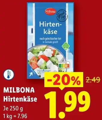 Lidl MILBONA Hirtenkäse Angebot