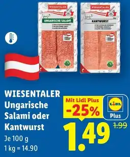 Lidl WIESENTALER Ungarische Salami oder Kantwurst Angebot