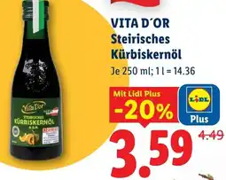 Lidl VITA D'OR Steirisches Kürbiskernöl Angebot