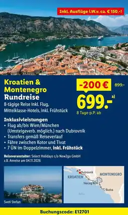Lidl Kroatien & Montenegro Rundreise Angebot