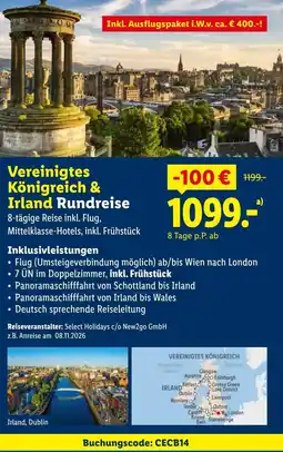 Lidl Vereinigtes Königreich & Irland Rundreise Angebot