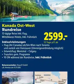 Lidl Kanada Ost-West Rundreise Angebot