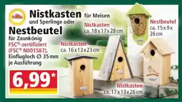 Norma Nistkasten und Sperlinge oder Nestbeutel Angebot