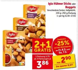 Interspar Iglo Hühner Sticks oder Nuggets Angebot