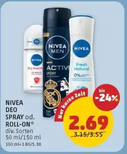 PENNY Nivea Deo Spray od. Roll-On Angebot
