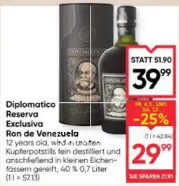 Maximarkt Diplomatico Reserva Exclusiva Ron de Venezuela Angebot