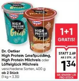 Maximarkt Dr. Oetker High Protein Grießpudding, High Protein Milchreis oder Löffelglück Milchreis Angebot
