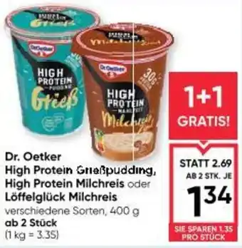 Dr. Oetker High Protein Grießpudding, High Protein Milchreis oder Löffelglück Milchreis