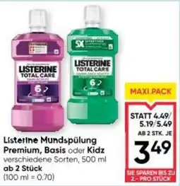 Maximarkt Listerine Mundspülung Premium, Basis oder Kidz Angebot
