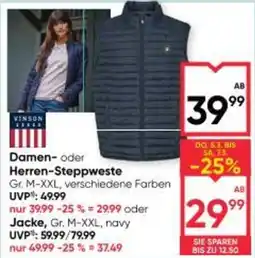 Maximarkt Damen oder Herren Steppweste Angebot