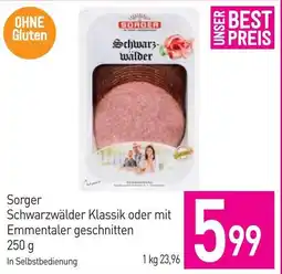 Sutterlüty Sorger Schwarzwälder Klassik oder mit Emmentaler geschnitten Angebot