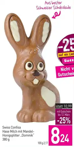 Sutterlüty Swiss Confisa Hase Milch mit Mandel Honigsplitter Dominik Angebot