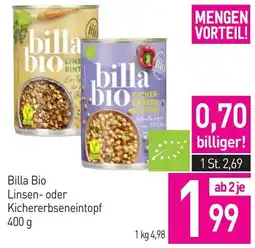 Sutterlüty Billa Bio Linsen oder Kichererbseneintopf Angebot