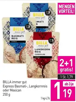 Sutterlüty BILLA immer gut Express Basmati, Langkornreis oder Mexican Angebot