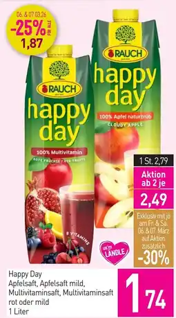 Sutterlüty Happy Day Apfelsaft, Apfelsaft mild, Multivitaminsaft, Multivitaminsaft rot oder mild Angebot