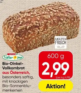 Spar Bio-Dinkel Vollkornbrot Angebot