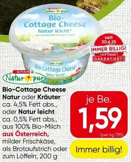Spar Bio-Cottage Cheese Natur oder Kräuter Angebot