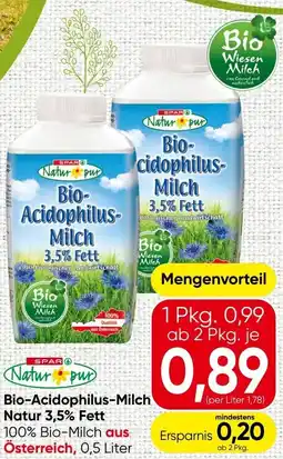 Spar Bio-Acidophilus Milch Natur 3,5% Fett Angebot