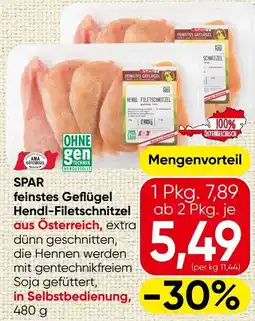 Spar SPAR feinstes Geflügel Hendl-Filetschnitzel Angebot