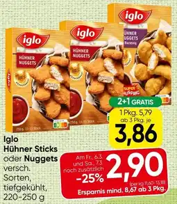Spar Iglo Hühner Sticks oder Nuggets Angebot