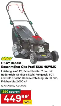 Lagerhaus OKAY Benzin Rasenmäher Öko Profi 5126 HSWMK Angebot