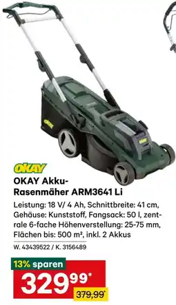 Lagerhaus Okay akku- rasenmäher arm3641 li Angebot