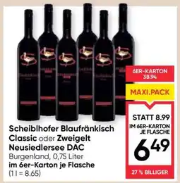 Maximarkt Scheiblhofer Blaufränkisch Classic oder Zweigelt Neusiedlersee DAC Angebot