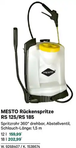 Lagerhaus MESTO Rückenspritze RS 125/RS 185 Angebot