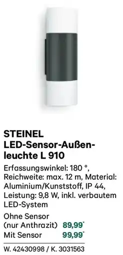 Lagerhaus LED-Sensor Außenleuchte L 910 Angebot