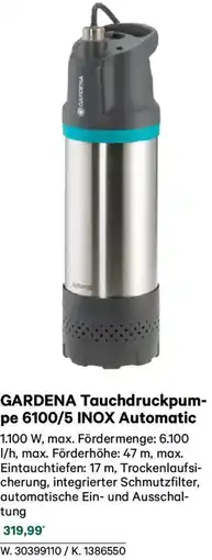 Lagerhaus Gardena tauchdruckpum pe 6100/5 inox automatic Angebot