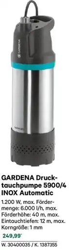 Lagerhaus Gardena druck tauchpumpe 5900/4 inox automatic Angebot