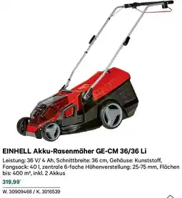Lagerhaus Einhell akku-rasenmäher ge-cm 36/36 li Angebot