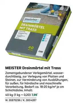 Lagerhaus Meister drainmörtel mit trass Angebot