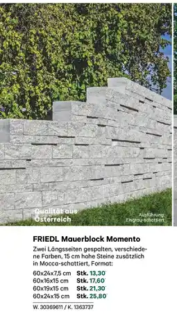 Lagerhaus FRIEDL Mauerblock Momento Angebot