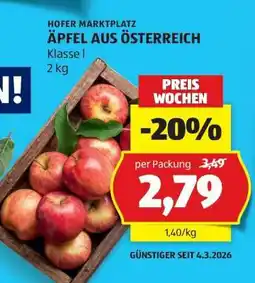 Hofer ÄPFEL AUS ÖSTERREICH Angebot