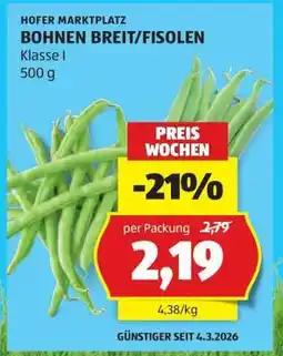 Hofer BOHNEN BREIT/FISOLEN Angebot
