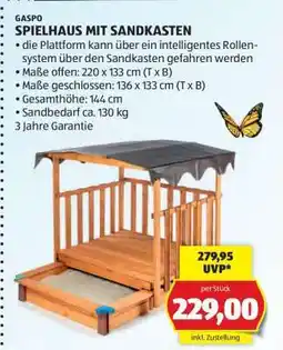 Hofer GASPO SPIELHAUS MIT SANDKASTEN Angebot