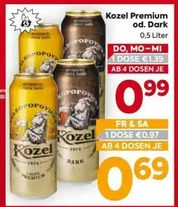 Billa Kozel Premium od. Dark, 0,5 Liter Angebot