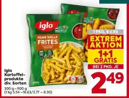 Billa Iglo Kartoffelprodukte div. Sorten Angebot