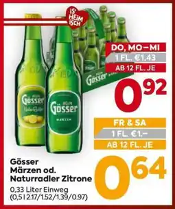 Billa Gösser Märzen od. Naturradler Zitrone Angebot