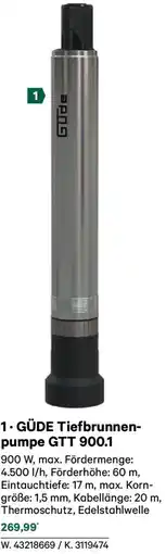 Lagerhaus Güde tiefbrunnen- pumpe gtt 900.1 Angebot