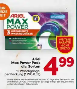 Billa Ariel Max Power Pods div. Sorten Angebot