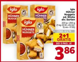 Billa Iglo Hühner Nuggets od. Sticks div. Sorten Angebot