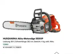 Lagerhaus Akku Motorsäge 550IXP Angebot